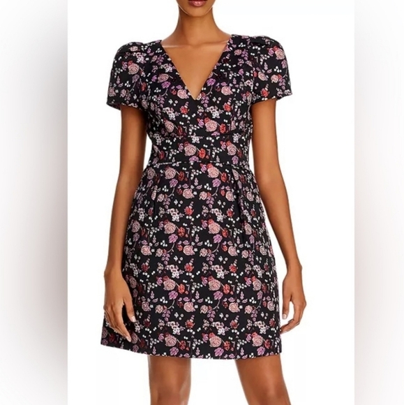 Adrianna Papell Metallic Jacquard A line Mini Dress - Picture 1 of 7